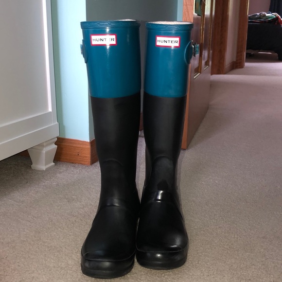Hunter Shoes - Authentic Blue and Black Tall Hunter Boots